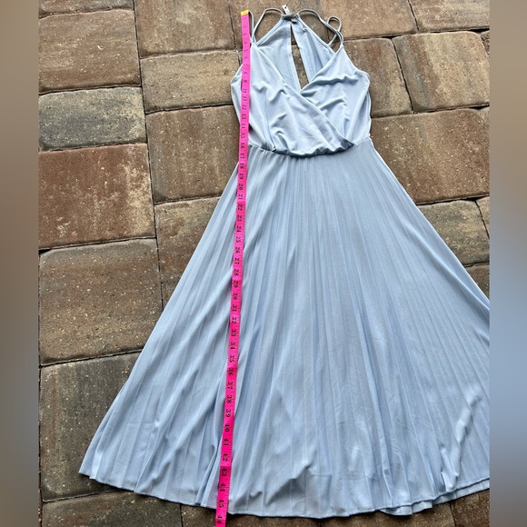ASOS Light Blue Strappy Midi Dress w/ Pleated Skirt & Cut-out Back Design- sz 4 - Picture 7 of 11